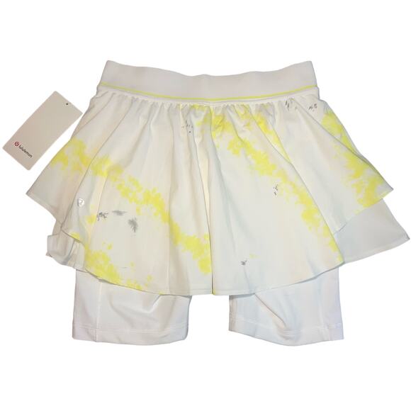 Lululemon White/yellow COURT Rival HR SKIRT Size 8 - Picture 2 of 3